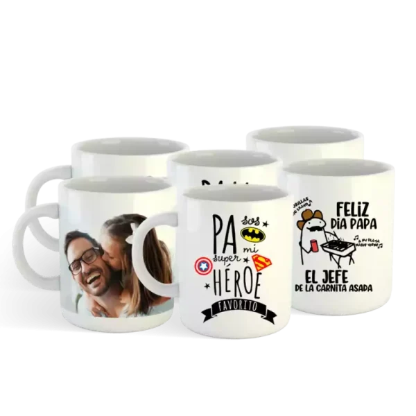 6 Tazas blancas personalizadas