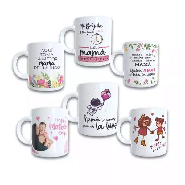 6 Tazas blancas personalizadas